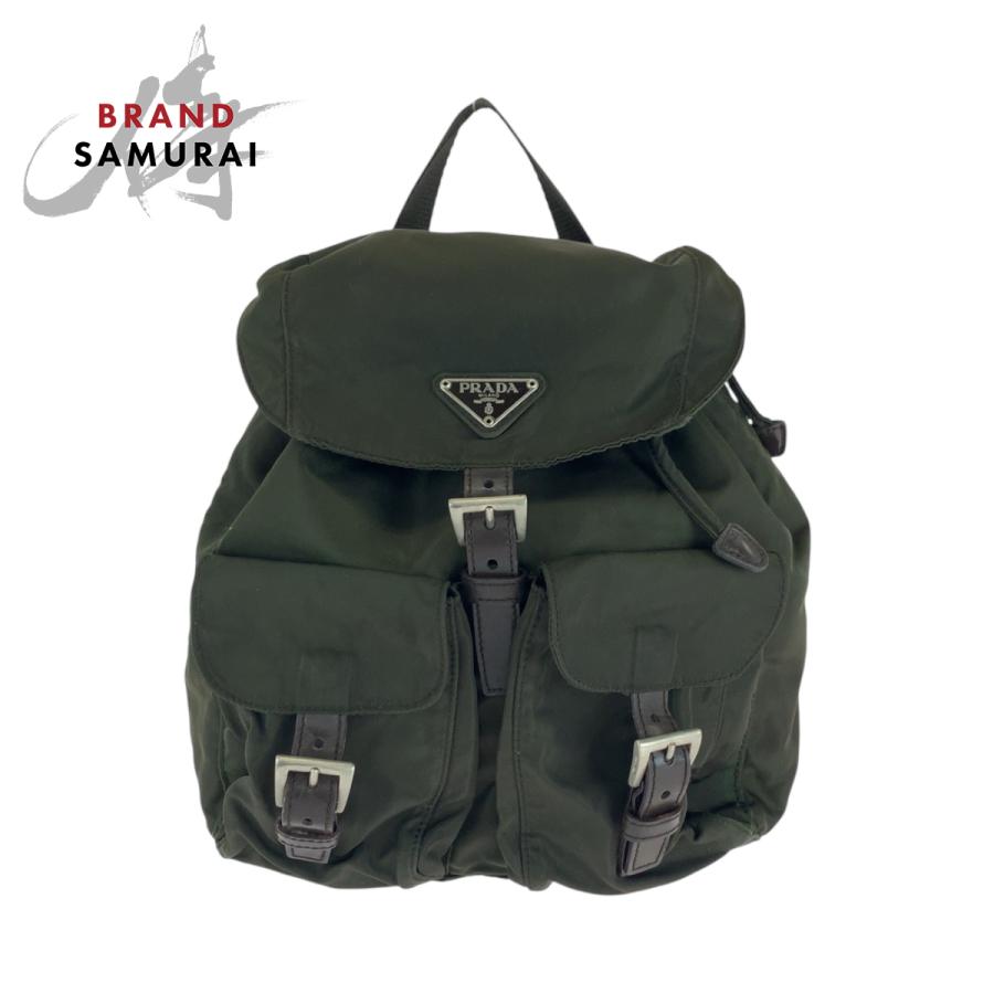 極美品 PRADA プラダ リュック バックパック 三角プレート テスート PRADA プラダ テスート 三角ロゴプレート カーキ ブラウン