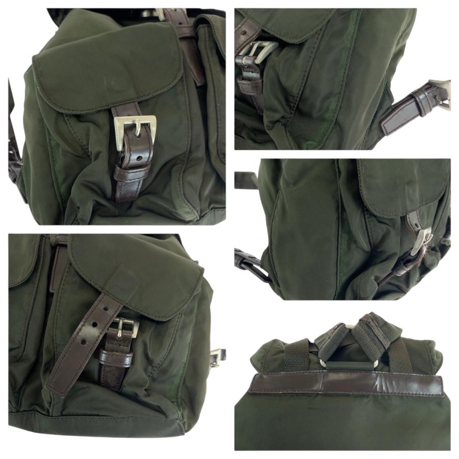 PRADA（プラダ） テスート 三角ロゴプレート カーキ ブラウン シルバー