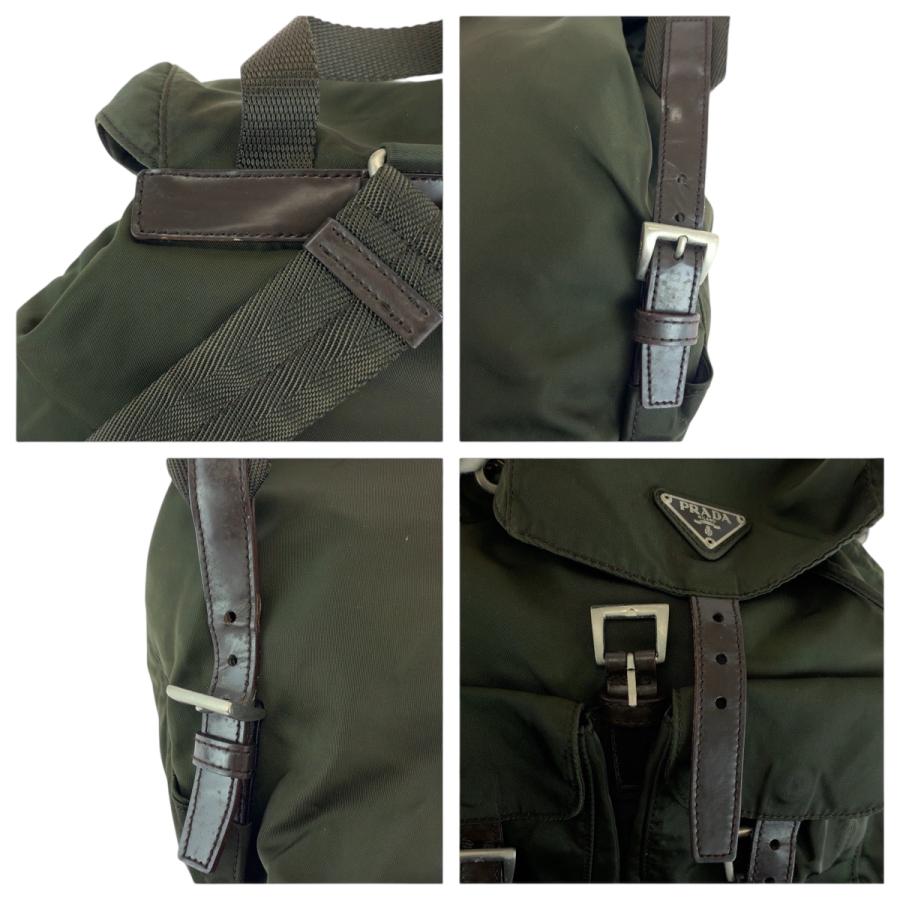 PRADA（プラダ） テスート 三角ロゴプレート カーキ ブラウン シルバー