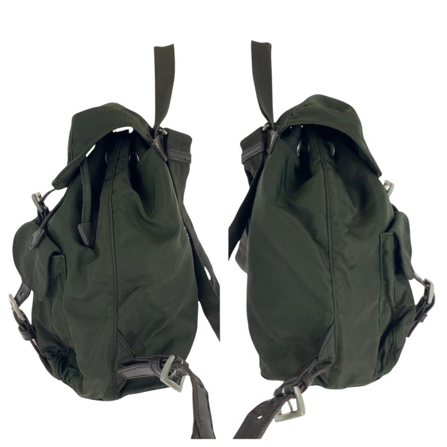 PRADA（プラダ） テスート 三角ロゴプレート カーキ ブラウン シルバー