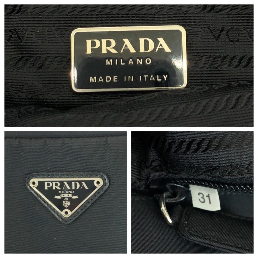 PRADA（プラダ） テスート 三角ロゴプレート ブラック 黒 シルバー金具