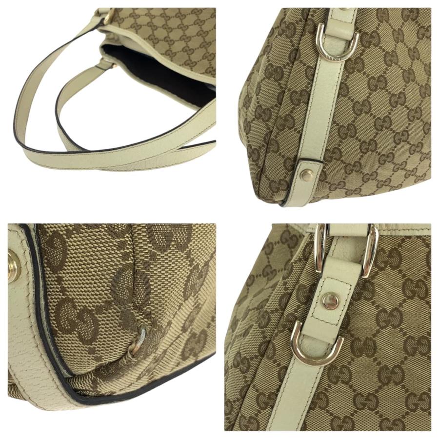 GUCCI（グッチ） ベージュ ホワイト ゴールド金具 GGキャンバス 130736