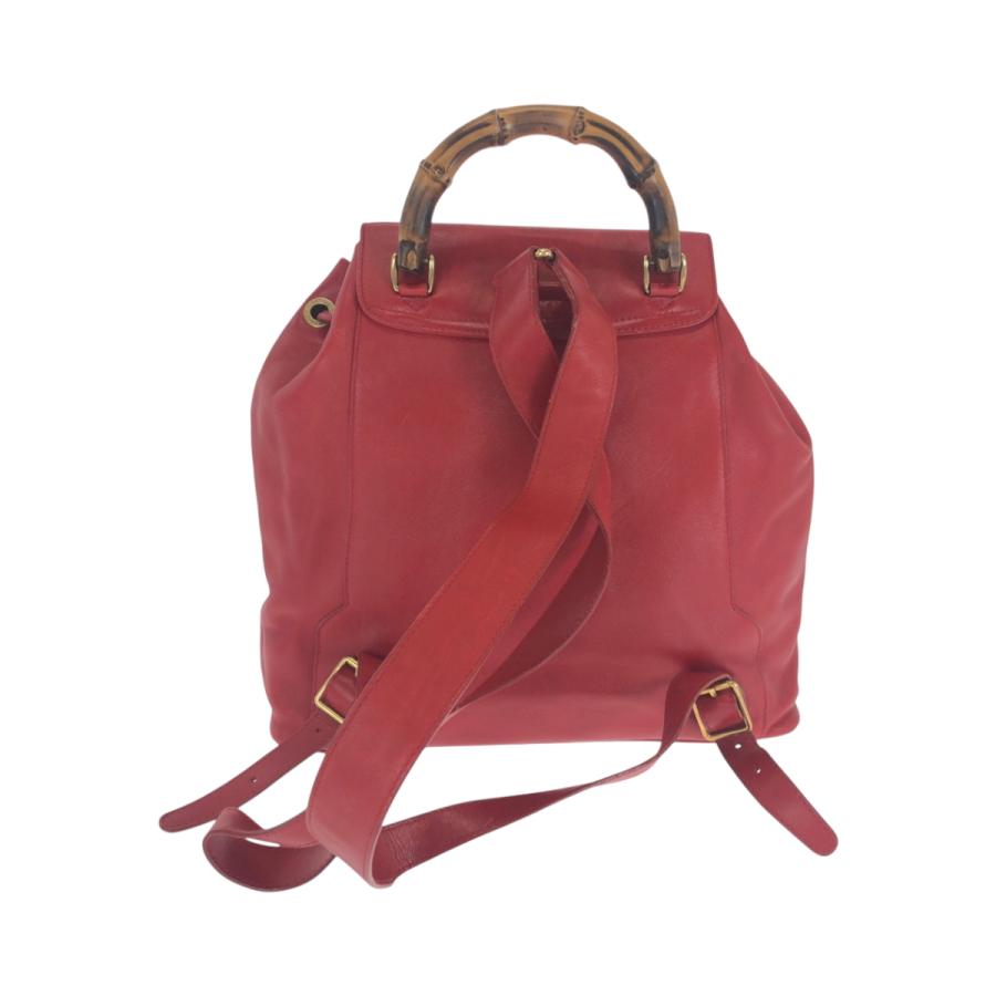 美品 GUCCI グッチ バンブー レッド ブラウン ゴールド金具