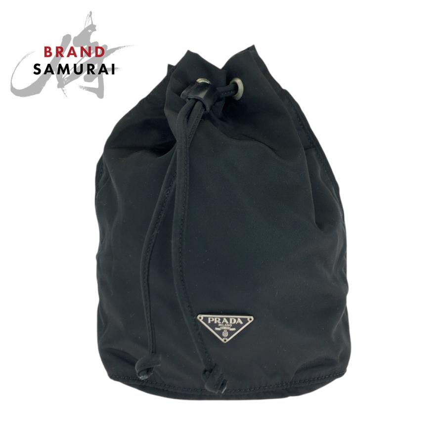 PRADA 美品 プラダ テスート 三角ロゴプレート ブラック 黒