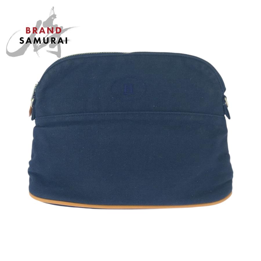 HERMES ネイビー キャンバスポーチ HERMES エルメス ネイビー キャンバス ポーチ ボリード 化粧ポーチ