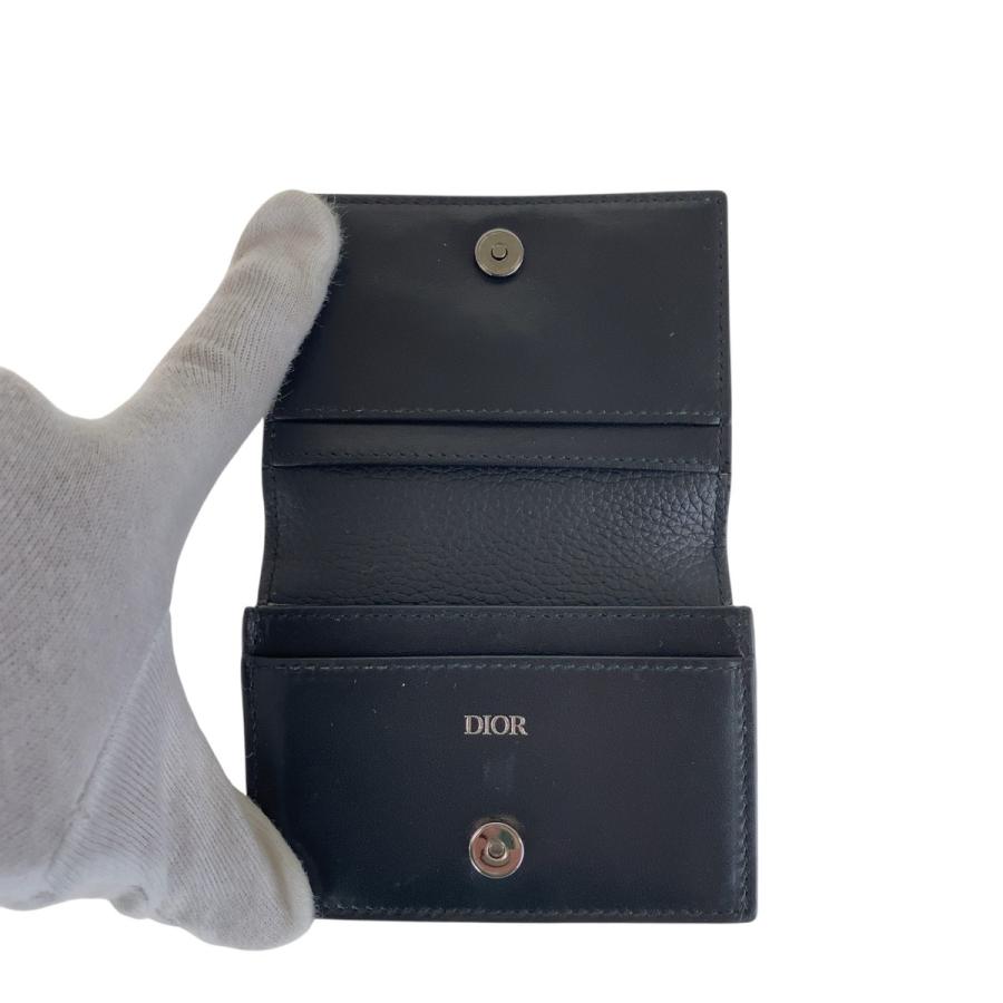 美品 Dior ディオール ブラック 黒 ガンメタ金具 レザー カードケース