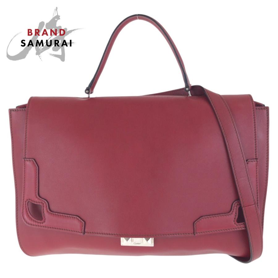 【美品】Cartier マルチェロ ドゥ サッチェルバッグ 2way ショルダー Cartier 美品 カルティエ マルチェロ ドゥ サッチェルバッグ ワイン