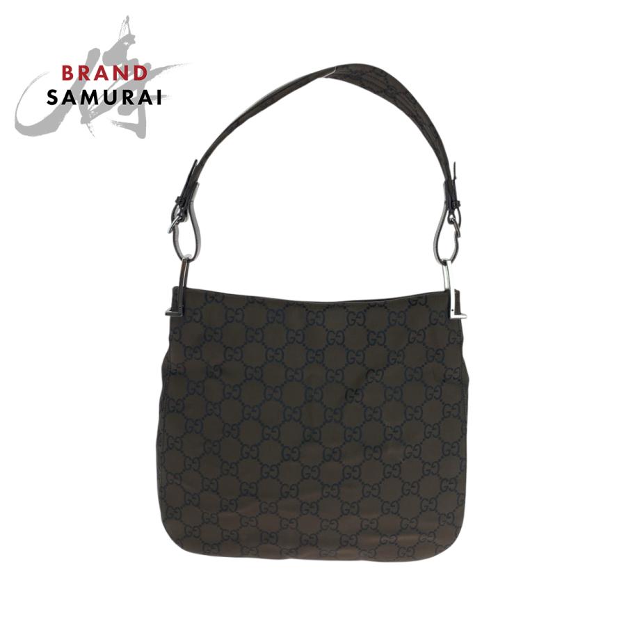 GUCCI グッチ ダークブラウン シルバー金具 ナイロン 001 3166