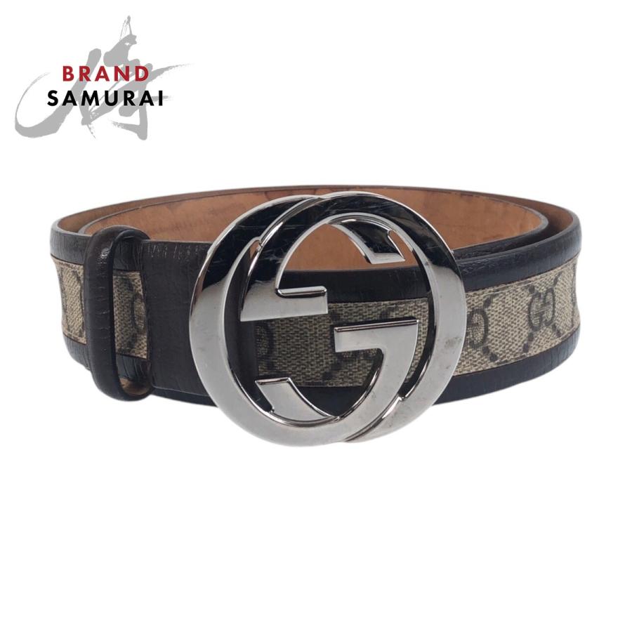 GUCCI ブラウン GGパターン ベルト　グッチ GUCCI 美品 グッチ インターロッキング 80cm/32インチ ブラウン