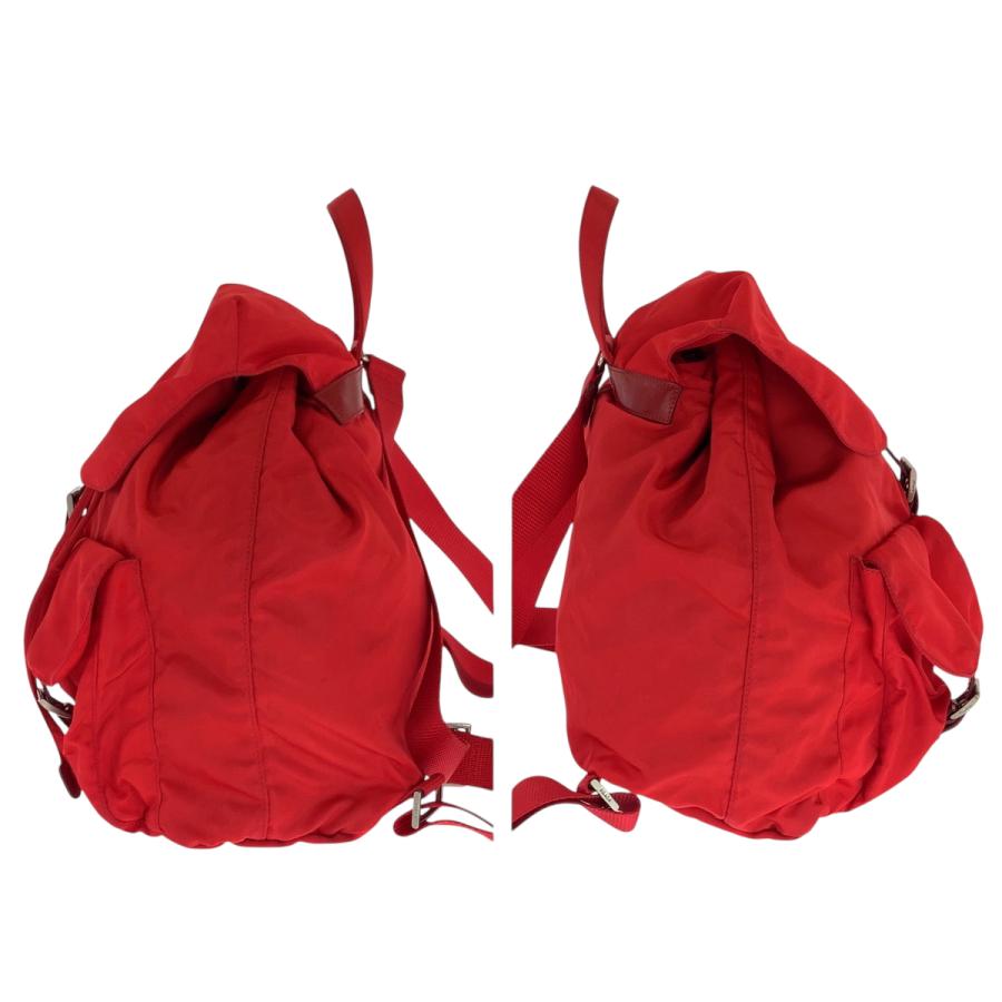 PRADA プラダ テスート 三角ロゴプレート レッド シルバー金具