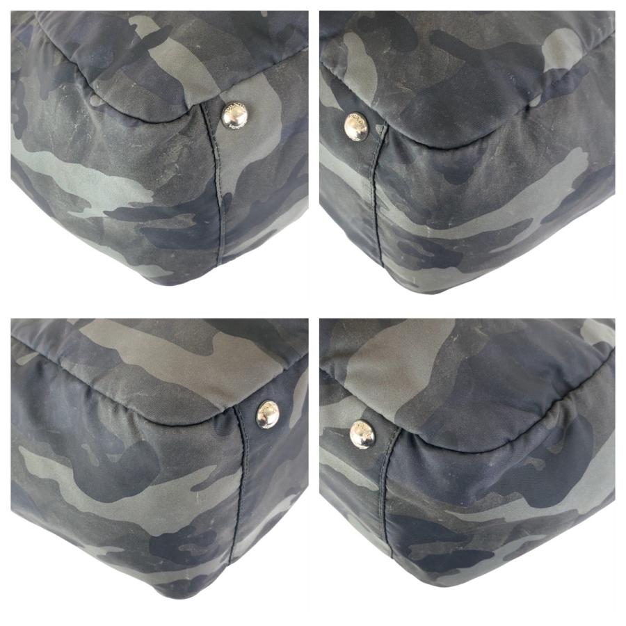 PRADA 美品 プラダ テスート カモフラ 三角ロゴプレート カーキ