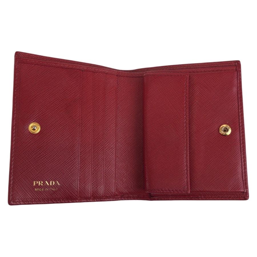 PRADA（プラダ） サフィアーノ レッド ゴールド金具 レザー 折財布