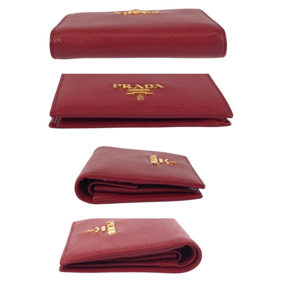 PRADA（プラダ） サフィアーノ レッド ゴールド金具 レザー 折財布