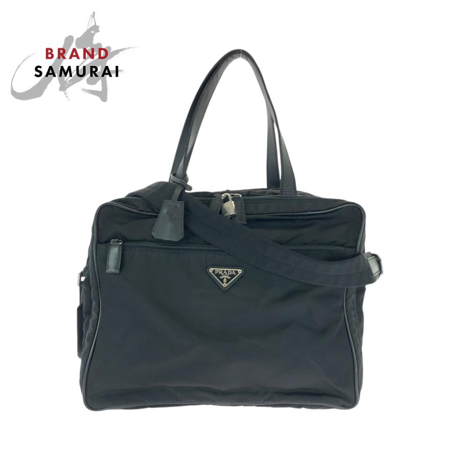 PRADA（プラダ） 美品 テスート 三角ロゴプレート ブラック ナイロン