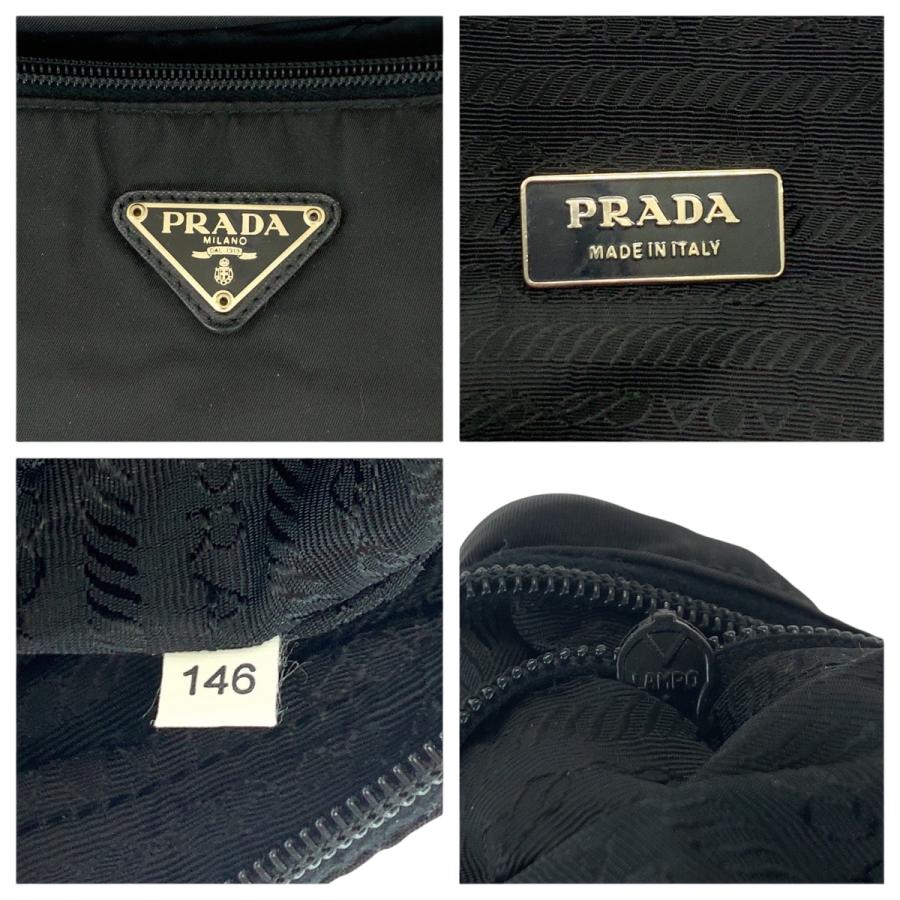 PRADA（プラダ） 美品 テスート 三角ロゴプレート ブラック ナイロン 