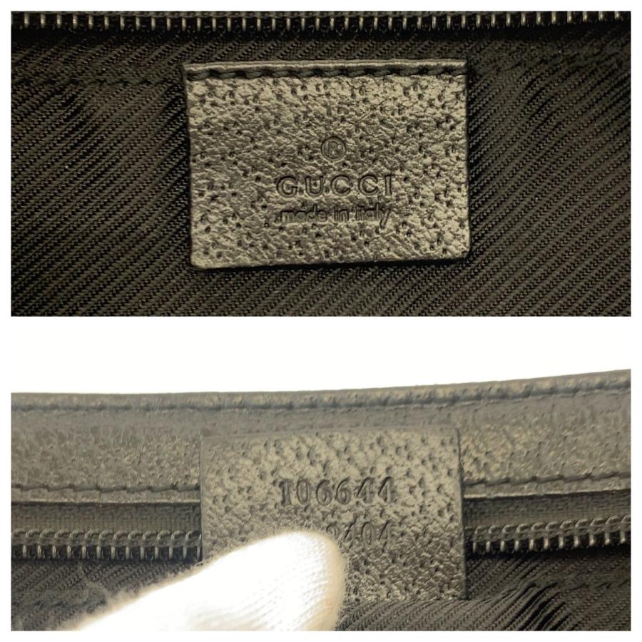 GUCCI＊アクセサリーポーチGGキャンバス レザー シルバー金具 GUCCI（グッチ） 美品 ブラック 黒 シルバー金具 GGキャンバス 106644
