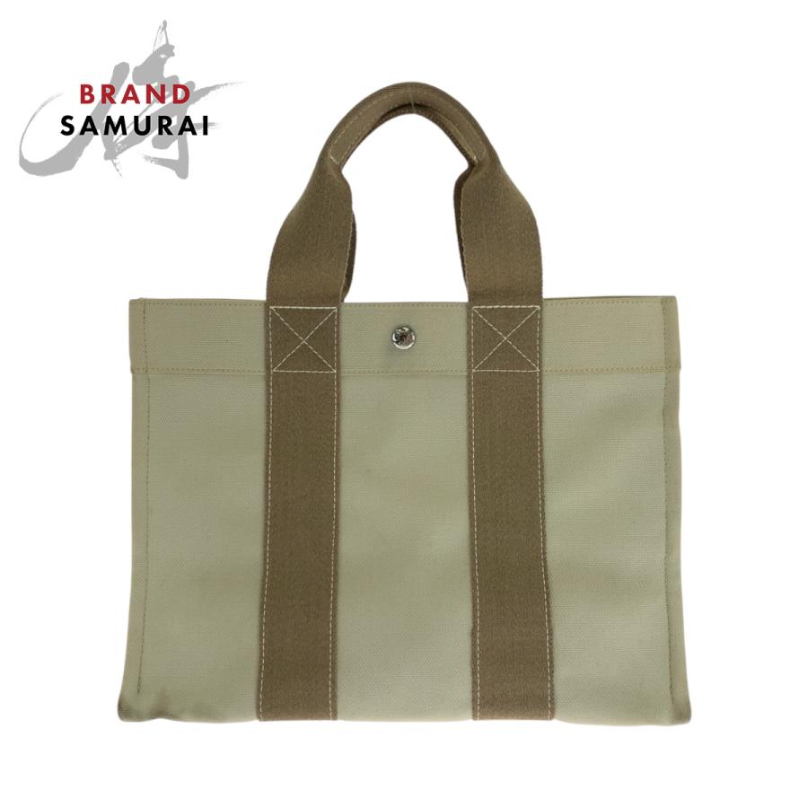 美品 HERMES エルメス ボラボラPM ベージュ アイボリー シルバー金具 キャンバス トートバッグ ハンドバッグ レディース 501875 | HERMES