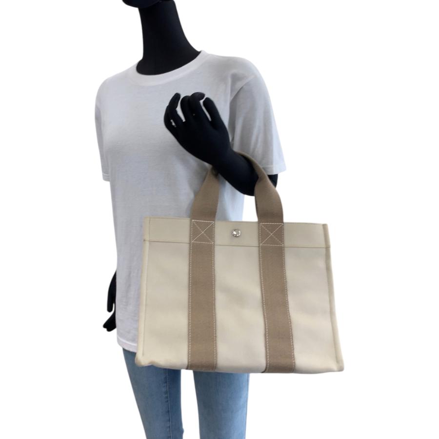 美品 HERMES エルメス ボラボラPM ベージュ アイボリー シルバー金具 キャンバス トートバッグ ハンドバッグ レディース 501875 | HERMES | 06