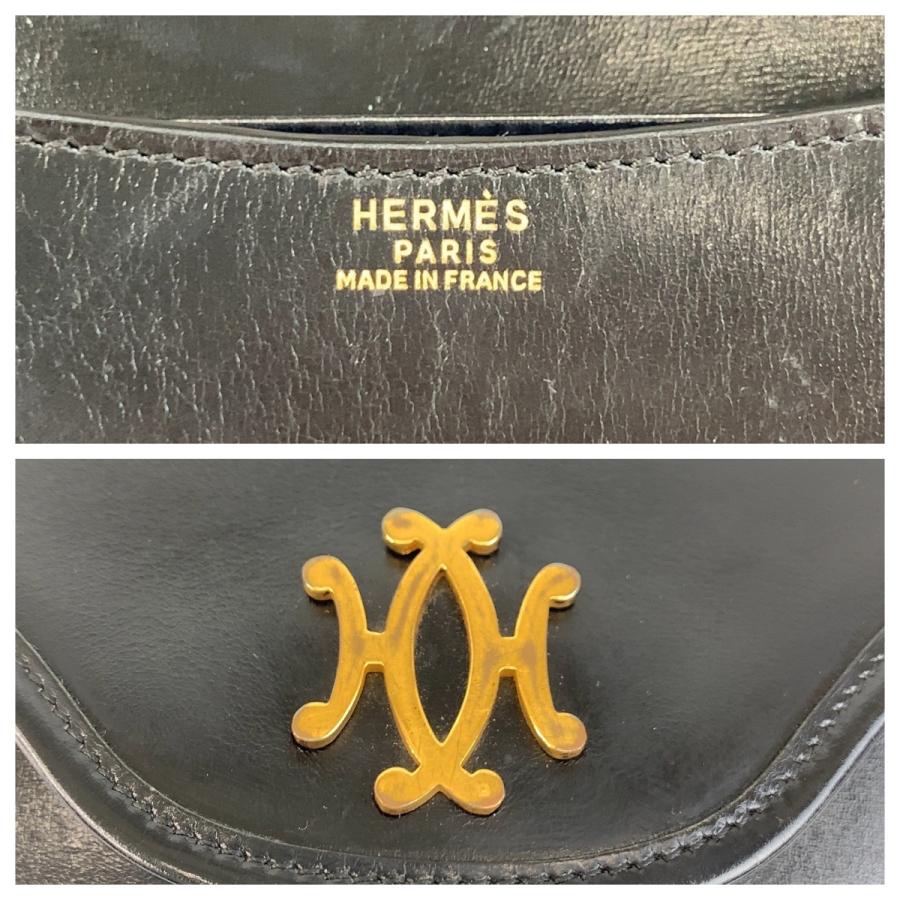 美品 HERMES エルメス ヴィンテージ ブラック 黒 ゴールド金具 レザー ショルダーバッグ ポシェット レディース 501916 | HERMES | 03