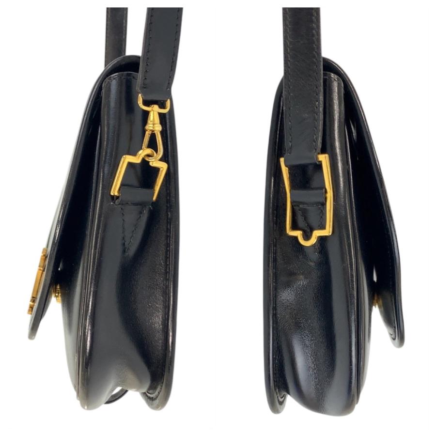 美品 HERMES エルメス ヴィンテージ ブラック 黒 ゴールド金具 レザー ショルダーバッグ ポシェット レディース 501916 | HERMES | 06