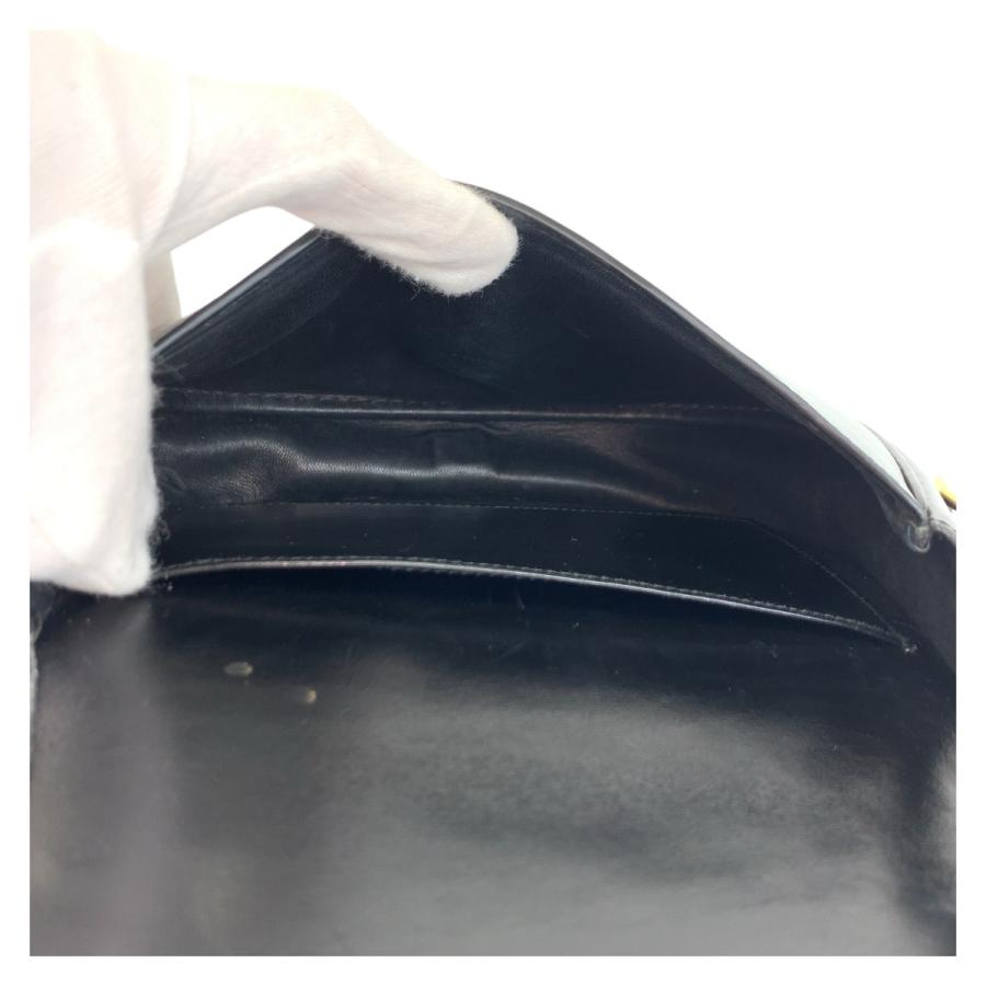 美品 HERMES エルメス ヴィンテージ ブラック 黒 ゴールド金具 レザー ショルダーバッグ ポシェット レディース 501916 | HERMES | 08