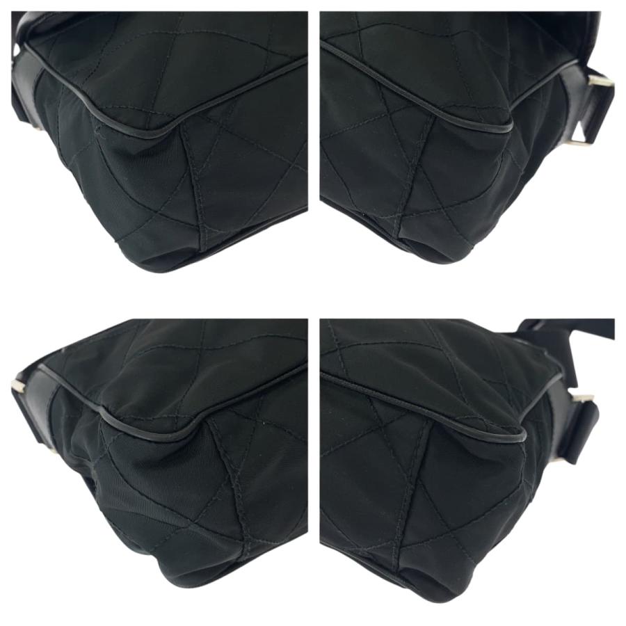 美品 PRADA プラダ キルティング テスート 三角ロゴプレート ブラック 黒 シルバー金具 ナイロン BT0422 ショルダーバッグ 501942 | PRADA | 02