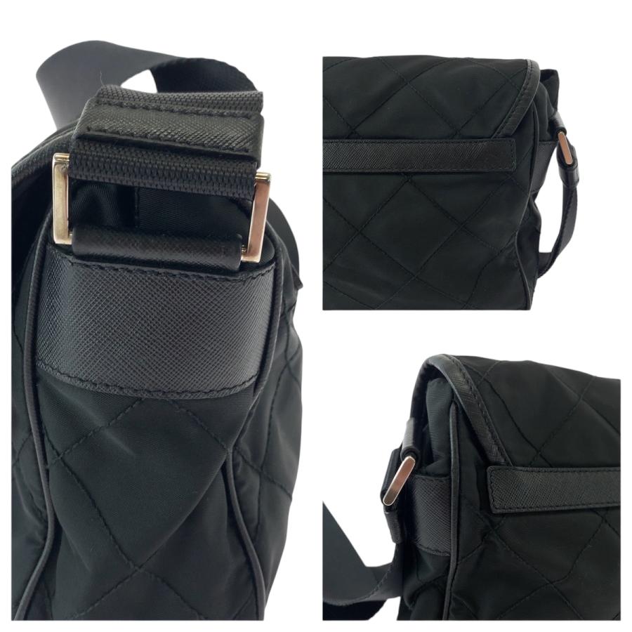美品 PRADA プラダ キルティング テスート 三角ロゴプレート ブラック 黒 シルバー金具 ナイロン BT0422 ショルダーバッグ 501942 | PRADA | 04