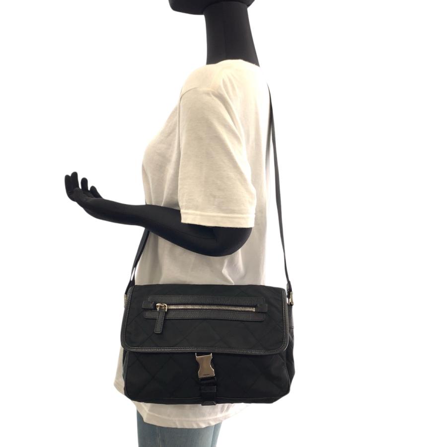 美品 PRADA プラダ キルティング テスート 三角ロゴプレート ブラック 黒 シルバー金具 ナイロン BT0422 ショルダーバッグ 501942 | PRADA | 06