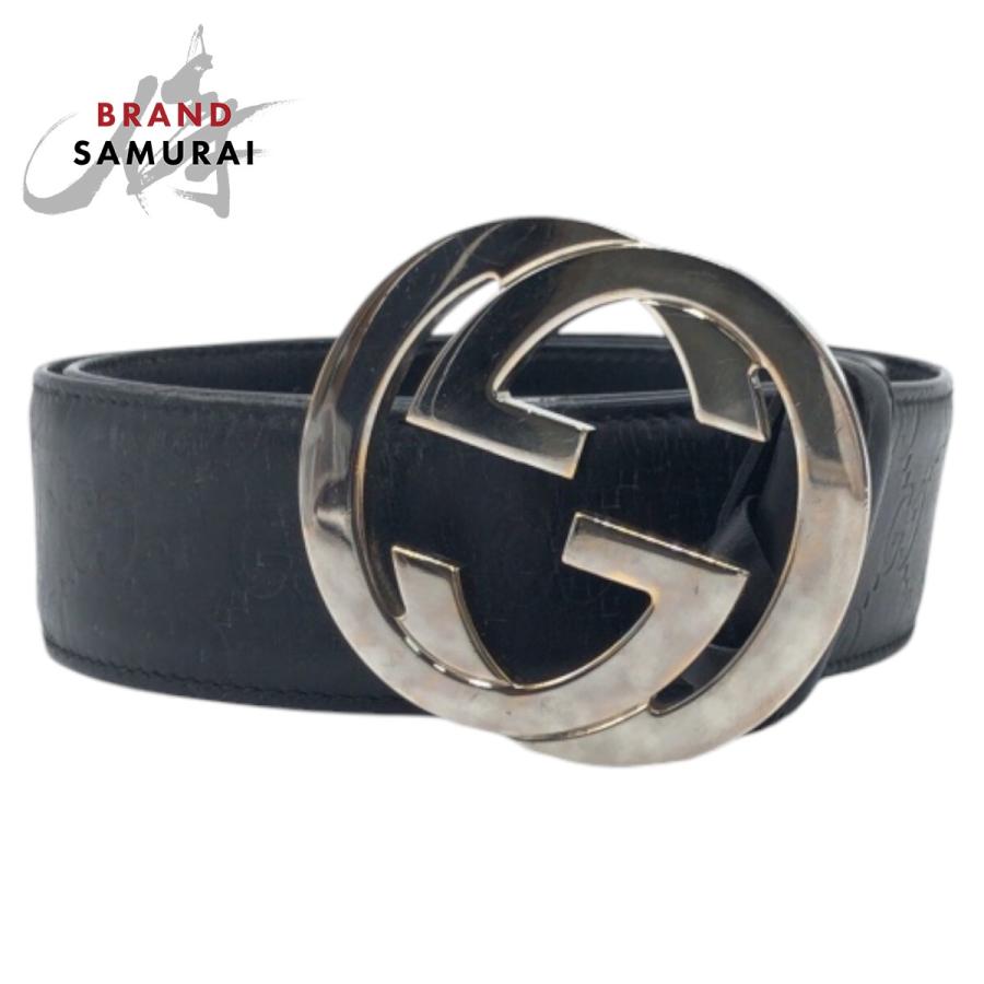 GUCCI（グッチ） 美品 インターロッキングG ブラック 黒 シルバー