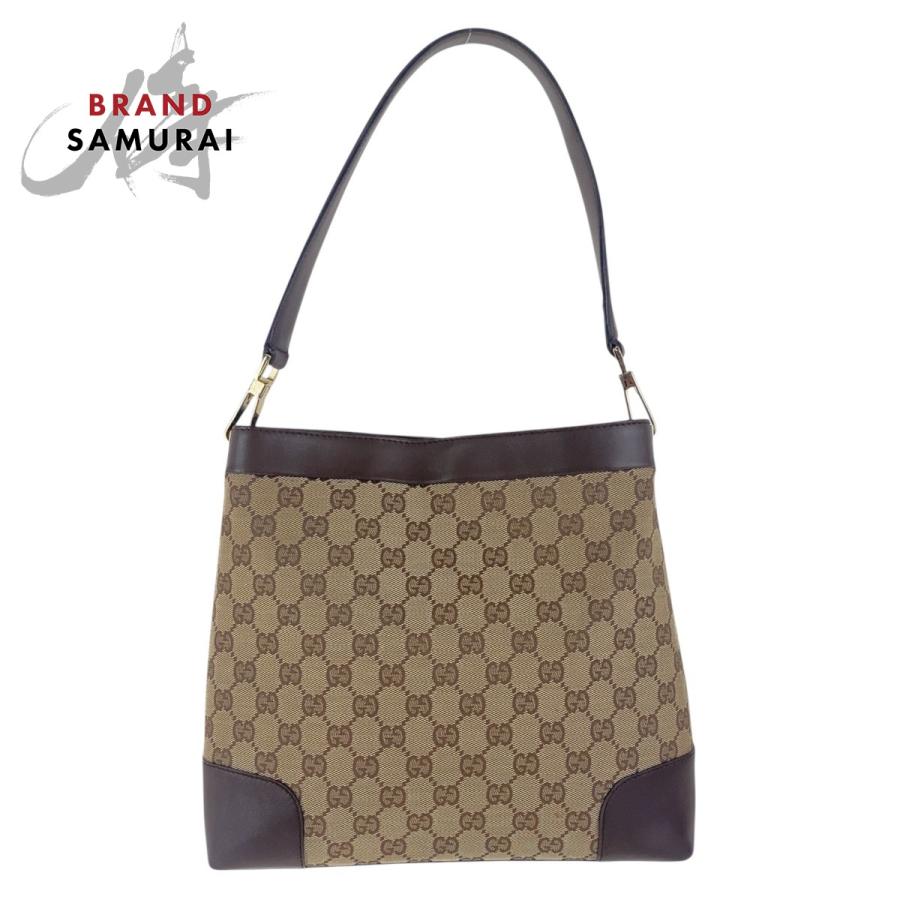 GUCCI ハンドバッグ ベージュ ゴールド金具 GUCCI（グッチ） ベージュ ブラウン ゴールド金具 GGキャンバス/レザー