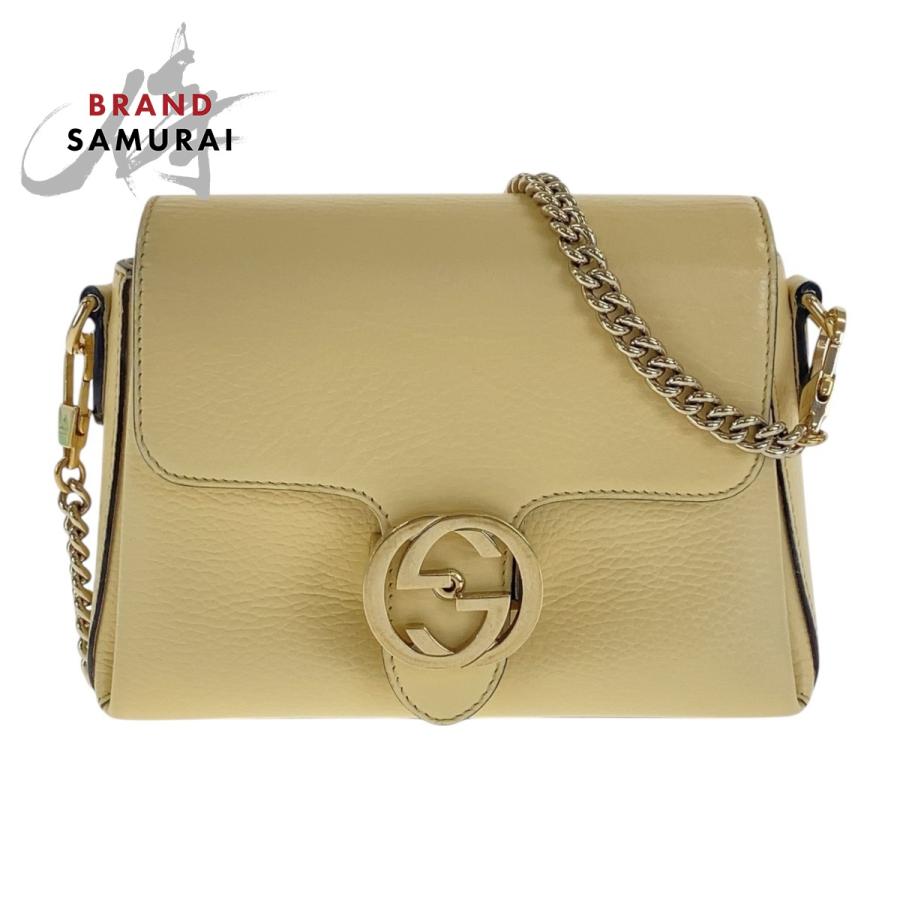 GUCCI（グッチ） インターロッキング アイボリー ゴールド金具 レザー 