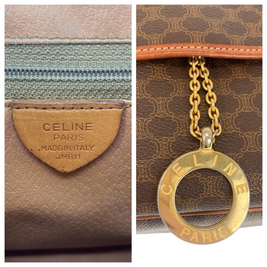 極美品‼️CELINE ショルダーバッグ　マカダム柄　サークルロゴ　レザー CELINE（セリーヌ） ヴィンテージ マカダム サークルロゴ金具 ブラウン