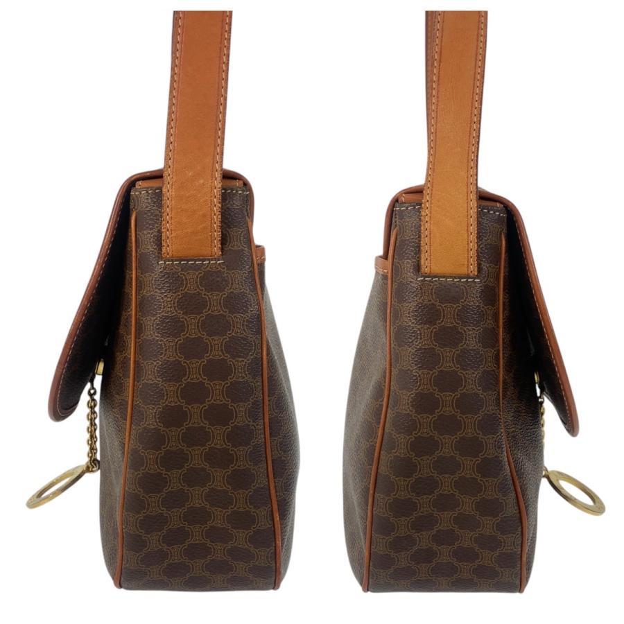 極美品‼️CELINE ショルダーバッグ　マカダム柄　サークルロゴ　レザー CELINE（セリーヌ） ヴィンテージ マカダム サークルロゴ金具 ブラウン