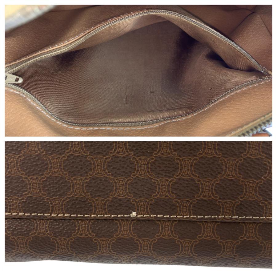 CELINE（セリーヌ） マカダム ブラウン ゴールド金具 PVC/レザー M13