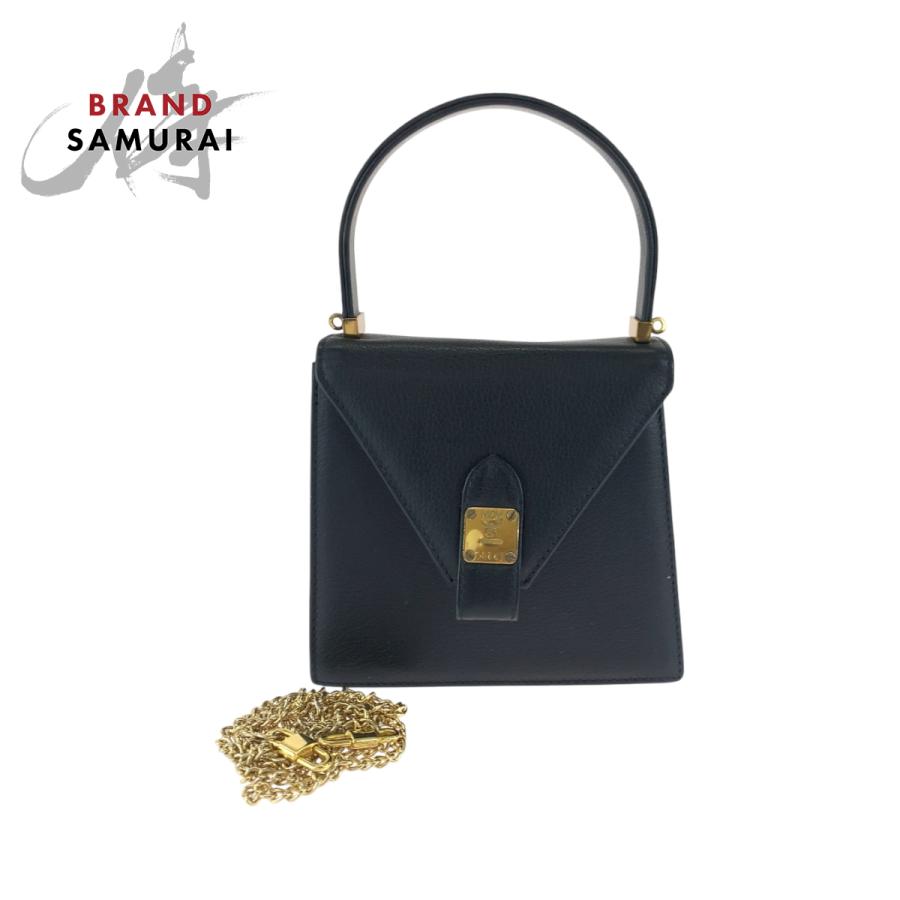 MCM 美品 エム シー ヴィンテージ ブラック 黒 ゴール金具