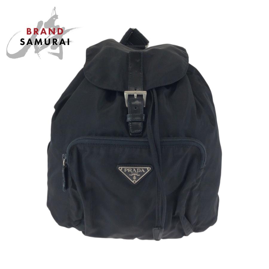 PRADA 美品 プラダ テスート 三角ロゴプレート ブラック 黒