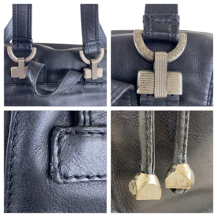 美品 VERSACE ヴェルサーチ ヴィンテージ メドゥーサ ブラック 黒 シルバー金具 レザー バックパック リュックサック 502125_3