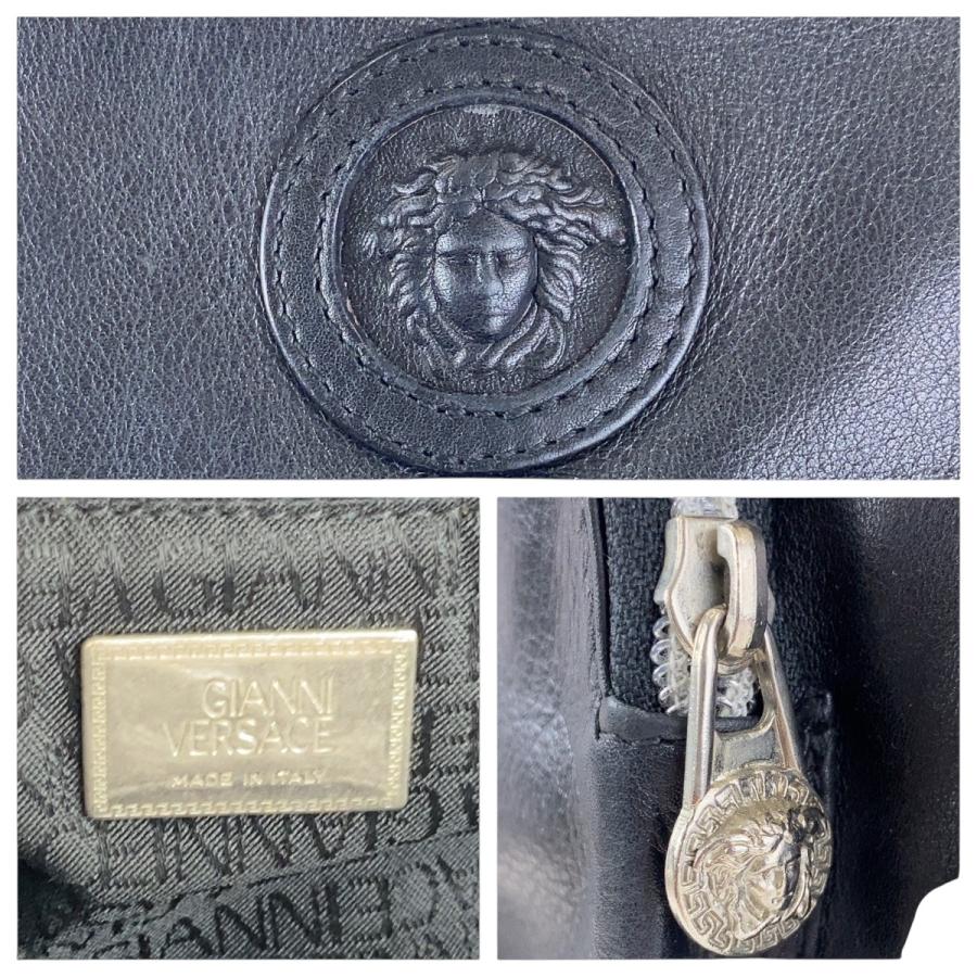美品 VERSACE ヴェルサーチ ヴィンテージ メドゥーサ ブラック 黒 シルバー金具 レザー バックパック リュックサック 502125_6