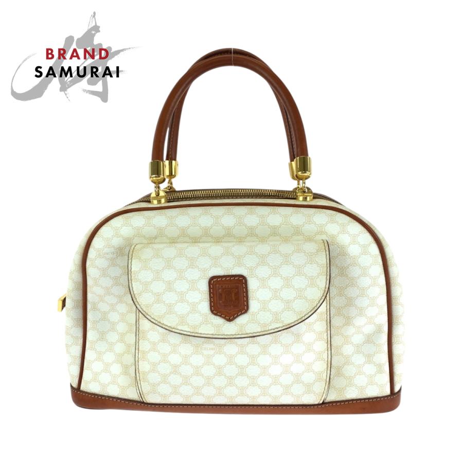 セリーヌ マカダム柄 ボストンバッグ ハンド CELINE オールドセリーヌ CELINE（セリーヌ） 美品 ヴィンテージ マカダム ホワイト ブラウン