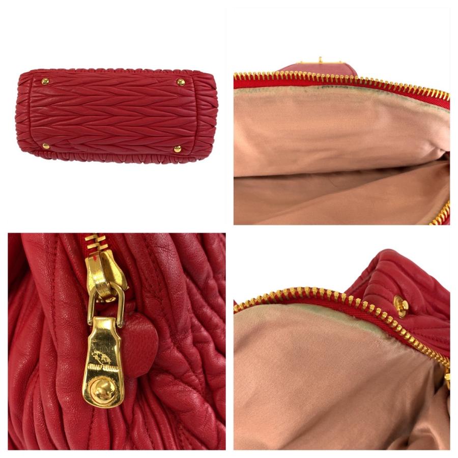 miu miu（ミュウミュウ） 美品 マテラッセ レッド ゴールド金具