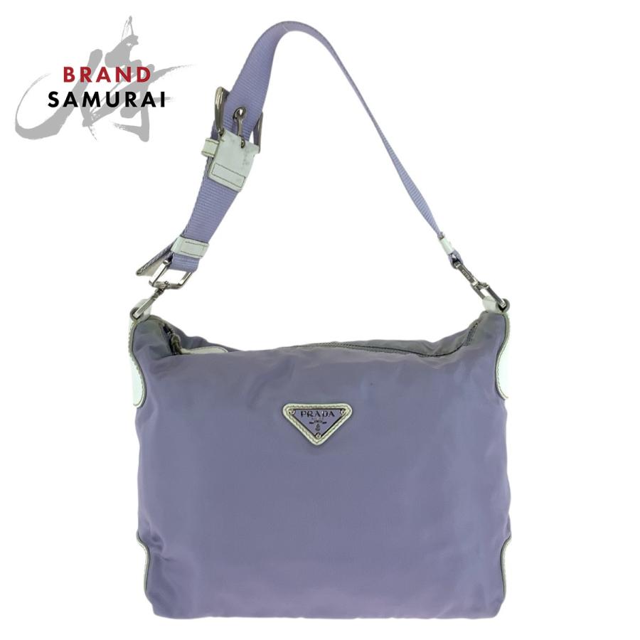 PRADA（プラダ） テスート 三角ロゴプレート パープル シルバー金具 