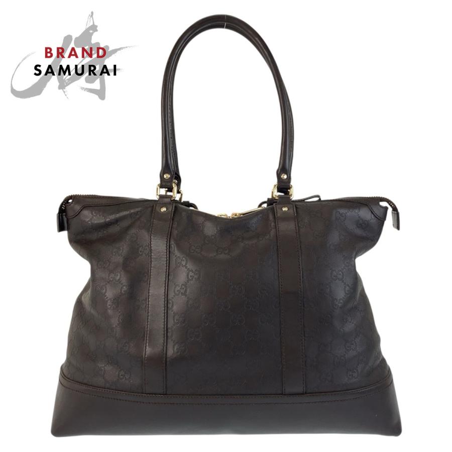 GUCCI（グッチ） 美品 グッチシマ ブラウン ゴールド金具 レザー