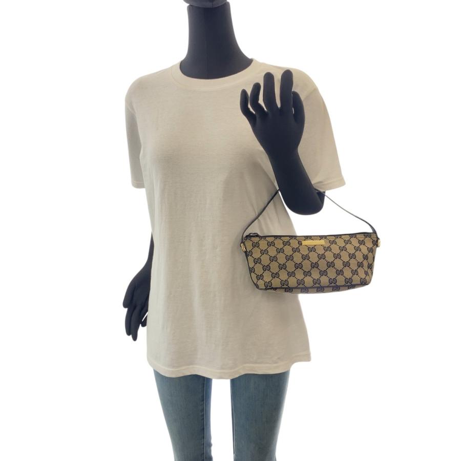 【美品】GUCCI ミニハンドバッグ　アクセサリーポーチ　GG柄　レザー GUCCI（グッチ） 美品 ブラック ゴールド金具 GGキャンバス/レザー 039