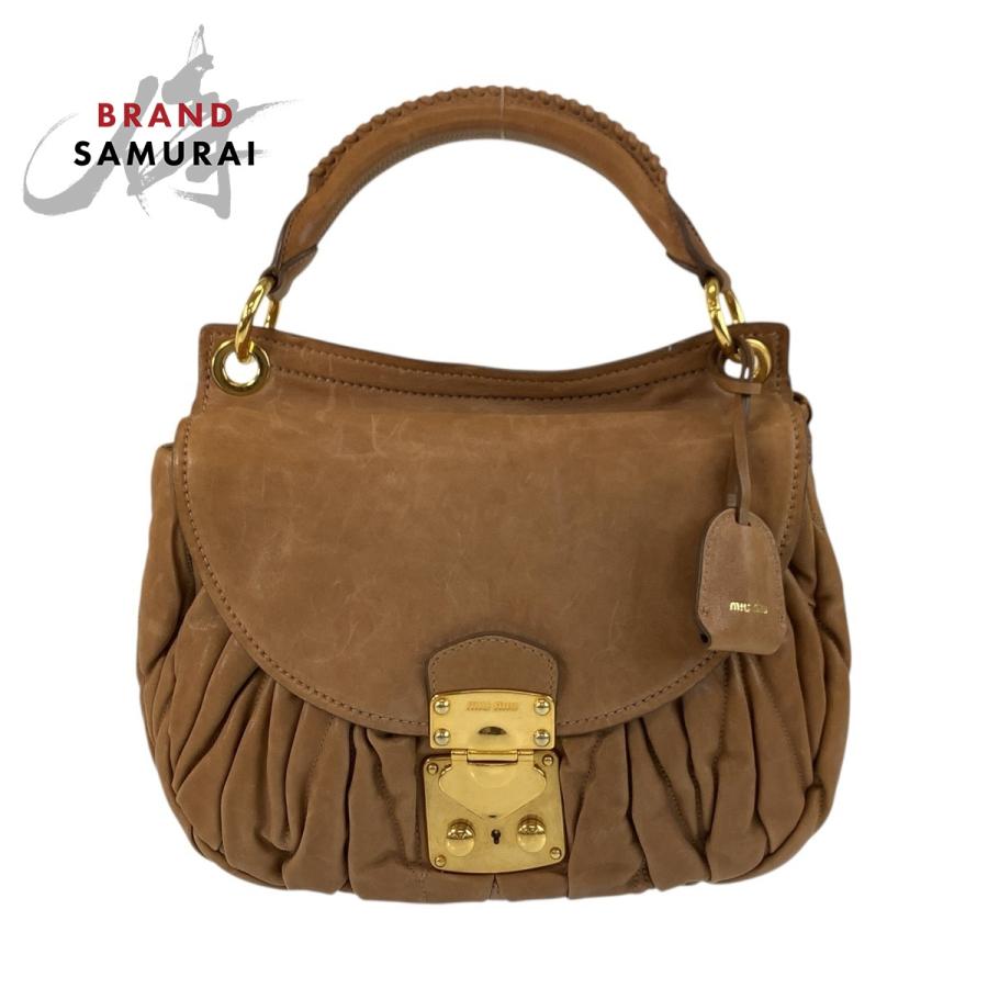 MIU MIU ブラウンレザー ハンドバッグ ミュウミュウ公式通販】服