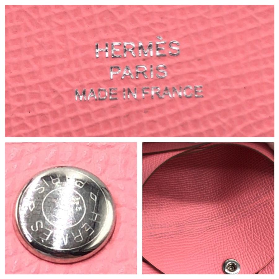 美品 HERMES エルメス カルヴィ デュオ ピンク シルバー金具 ヴォーエプソン コインケース カードケース レディース 502280 | HERMES | 04