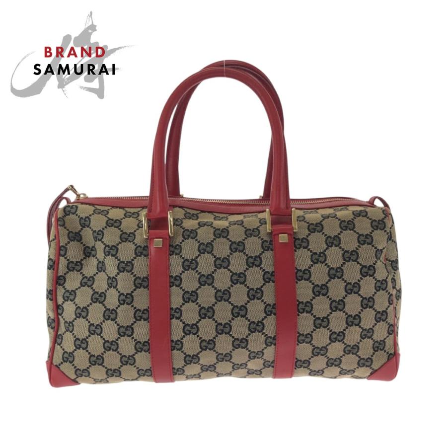 GUCCI ボストンバッグ ベージュ キャンバス・レザー GUCCI - 【GUCCI】グッチ ボストンバッグ GGキャンバス×レザー