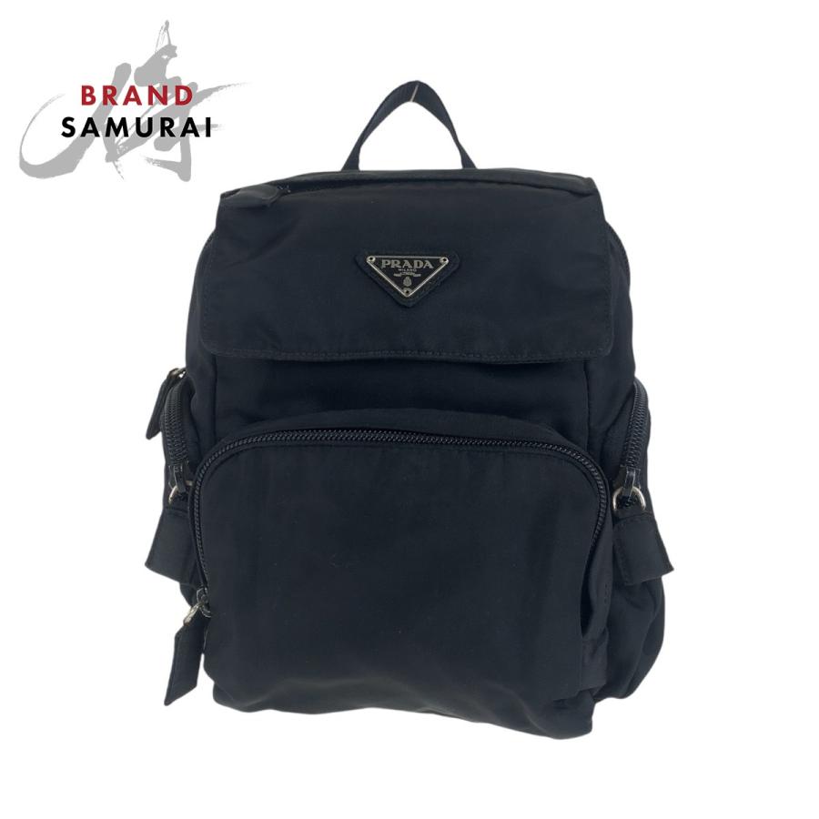 PRADA リュック　三角ロゴ　テスートナイロン　シルバー金具　黒　ユニセックス PRADA リュック 三角ロゴ テスートナイロン シルバー金具 黒