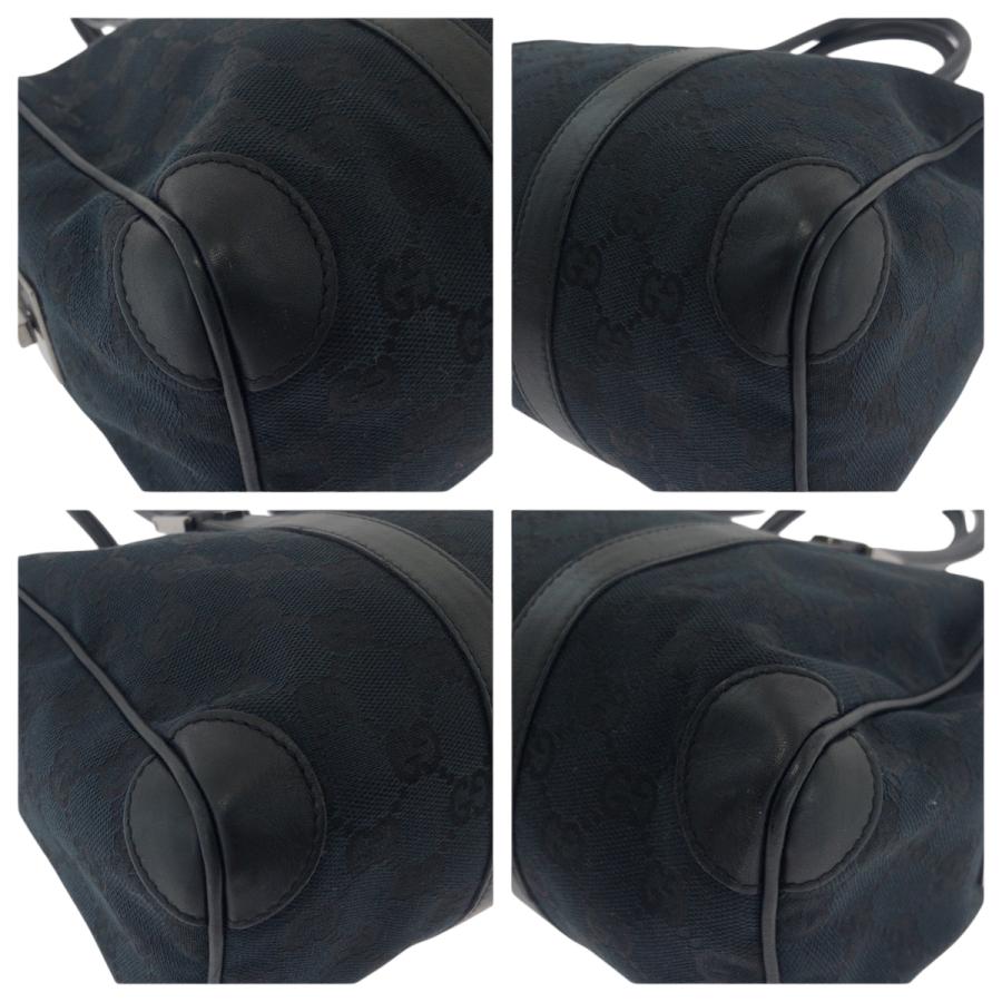 良品✨グッチ ミニボストン ブラック GGキャンバス レザー 000 0851 GUCCI（グッチ） 美品 ブラック 黒 シルバー金具 GGキャンバス 000