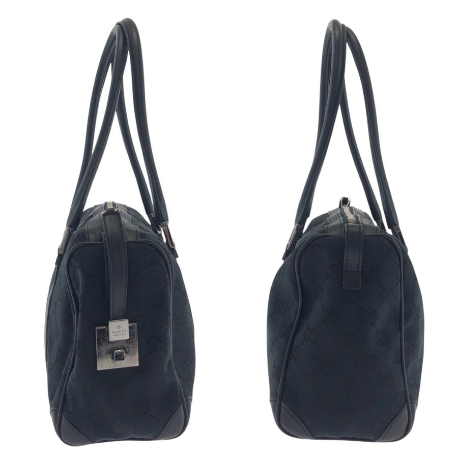 良品✨グッチ ミニボストン ブラック GGキャンバス レザー 000 0851 GUCCI（グッチ） 美品 ブラック 黒 シルバー金具 GGキャンバス 000