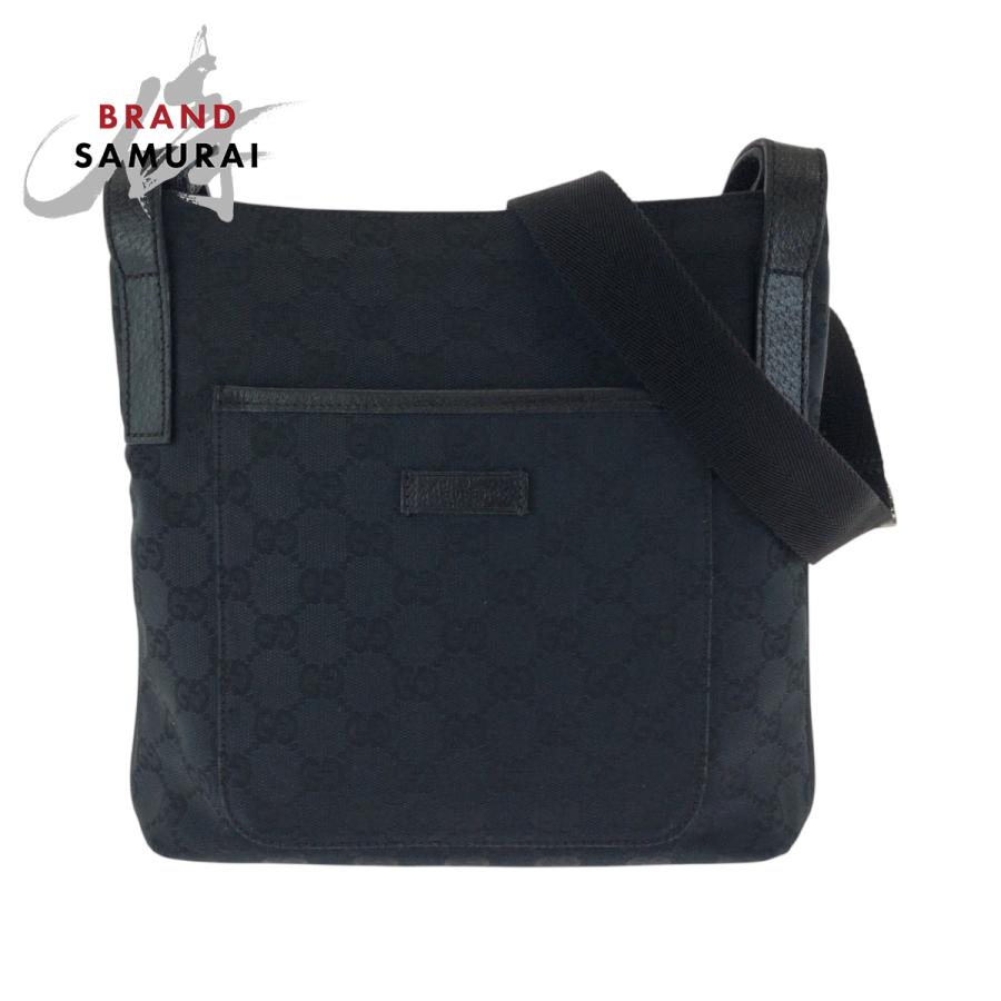 グッチ GG柄 ショルダーバッグ キャンバス シルバー金具 ブラック GUCCI 美品 グッチ ブラック 黒 シルバー金具 GGキャンバス 122793